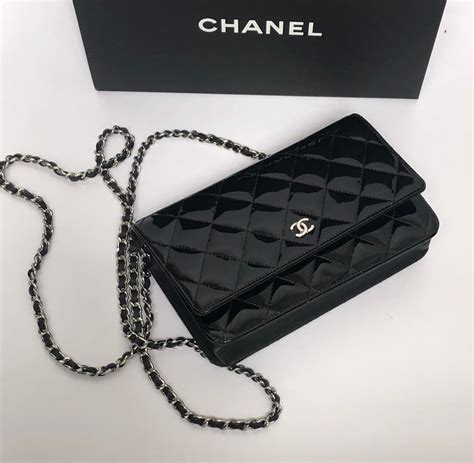 pre-owned chanel woc patent black|Shop Chanel Wallets on Chain .